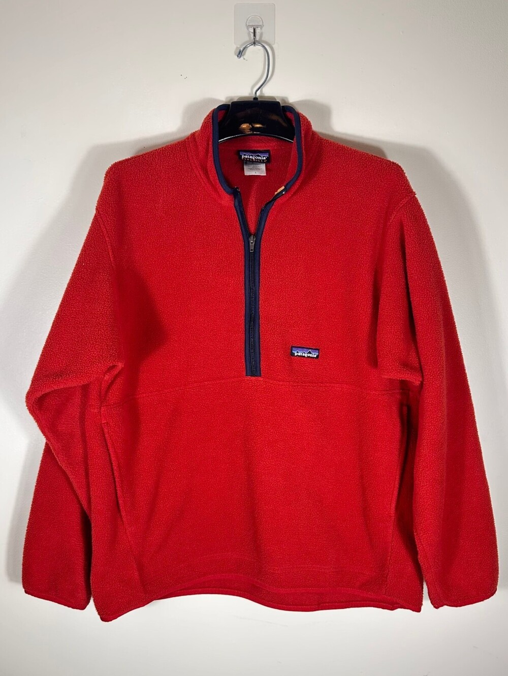 Vintage Patagonia Synchilla 1/4 Zip Marsupial Pocket Fleece Red Mexico Sz L
